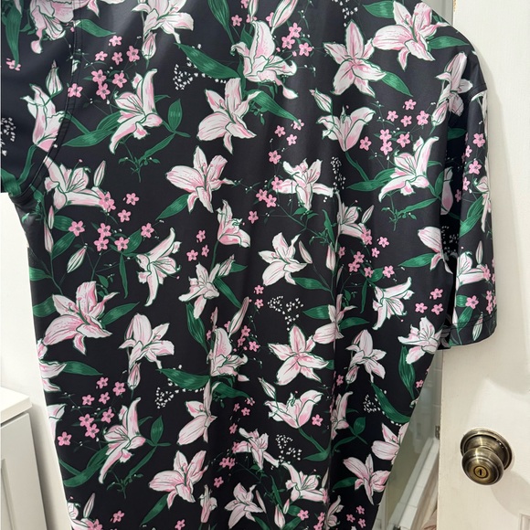 Waggle Men's Floral Black and Pink Polo Shirt - Picture 3 of 3